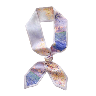 梵高油画文艺丝巾小长女绑包包飘带扎马尾发带丝带装饰领巾腰带