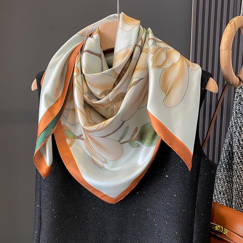 优雅花卉大方巾丝巾女披肩外搭