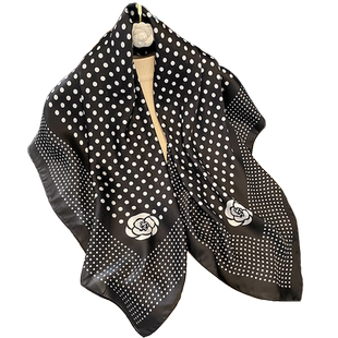 法式波点茶花90cm大方巾女春秋百搭小丝巾空姐纱巾围巾洋气披肩