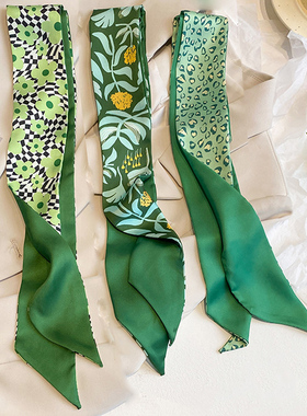 绿色小长条丝巾女发带百搭高级感双面春夏配衬衫丝带法式飘带腰带