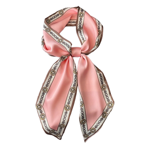 法式粉色丝巾小长条女领带巾细窄飘带编发丝带小领巾绑包腰带发带