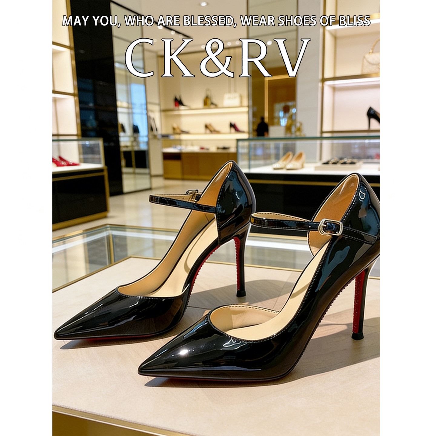 2026新款绝美黑色高跟鞋女细跟尖头性感裸色红底鞋一字带侧空单鞋