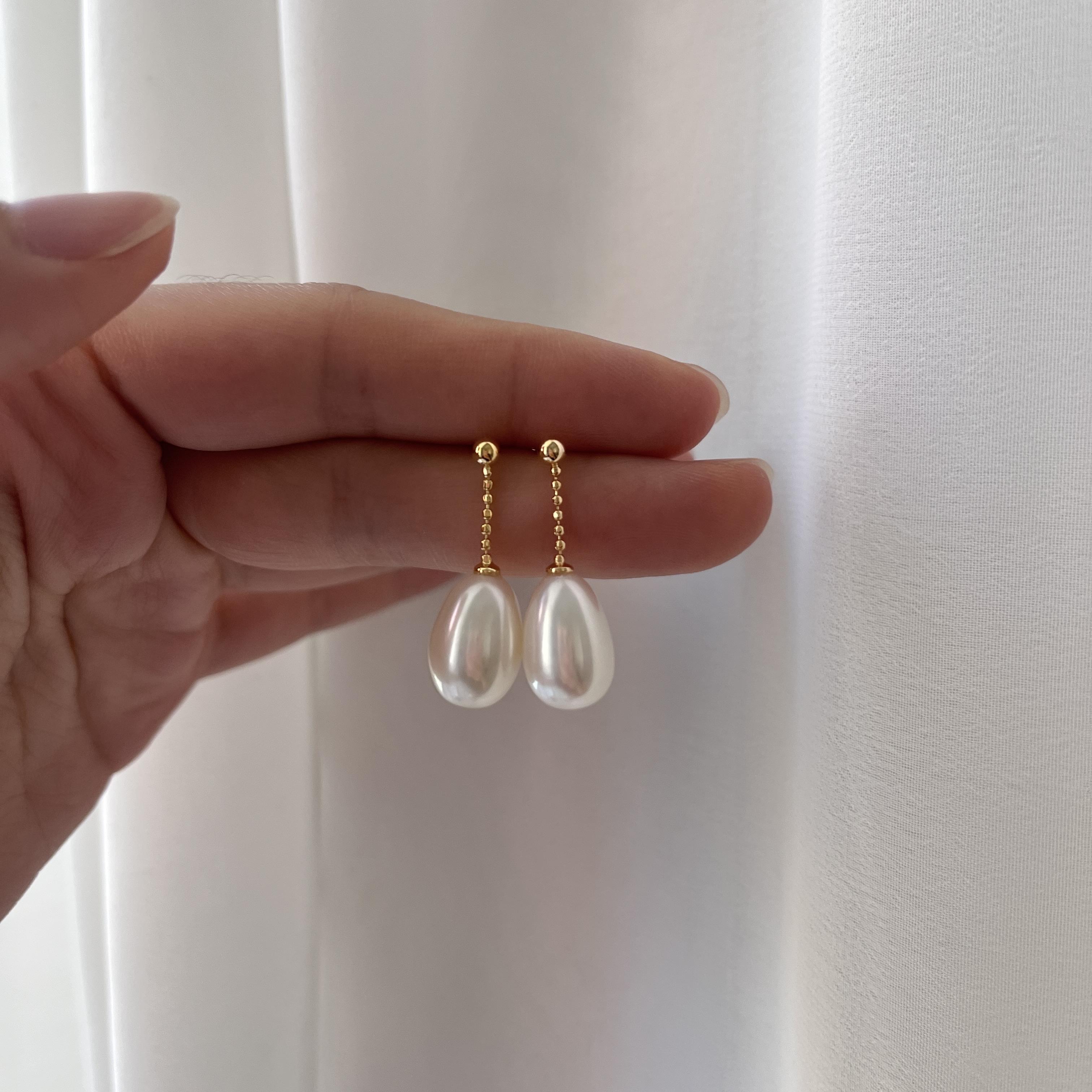 极光炫彩天然淡水珍珠耳环