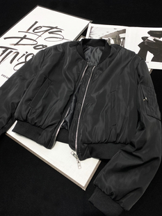 CCA自制辣妹MA1黑色飞行员棉衣夹克外套夹棉加厚短款 棉服棒球服女