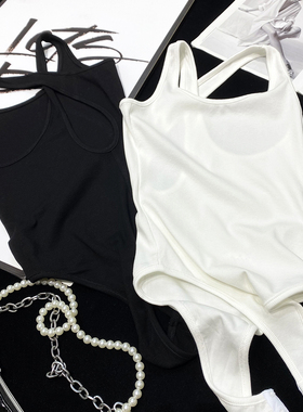 CCA自制辣妹风黑色露背美背连体吊带镂空连体衣紧身修身连衣背心