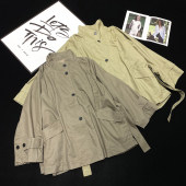 风衣工装 中长款 外套 口廊形大版 CCA自制美拉德风腰带收腰立领大袖