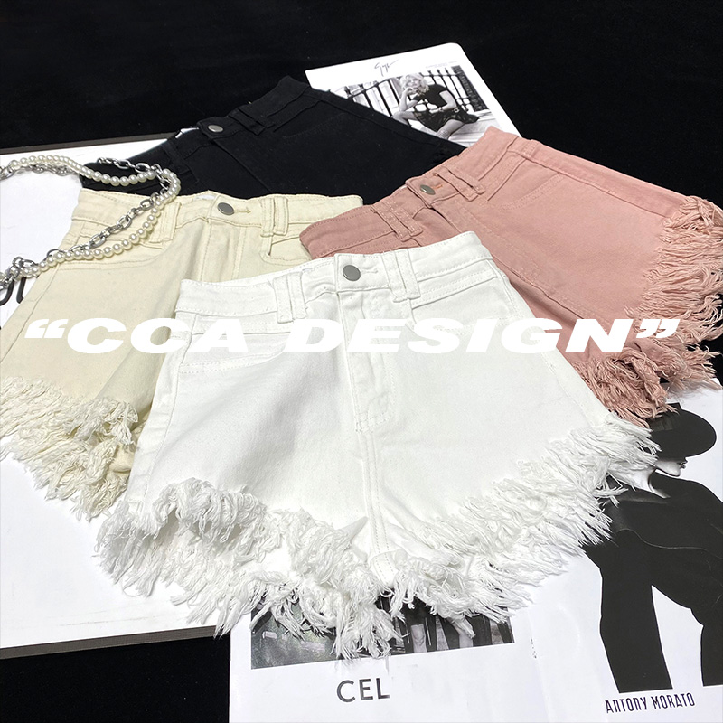 流苏毛边热辣牛仔弹力短裤