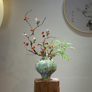 民宿餐桌酒店高级设计款 新中式 禅意陶瓷花瓶摆件宋代美学玄关法式