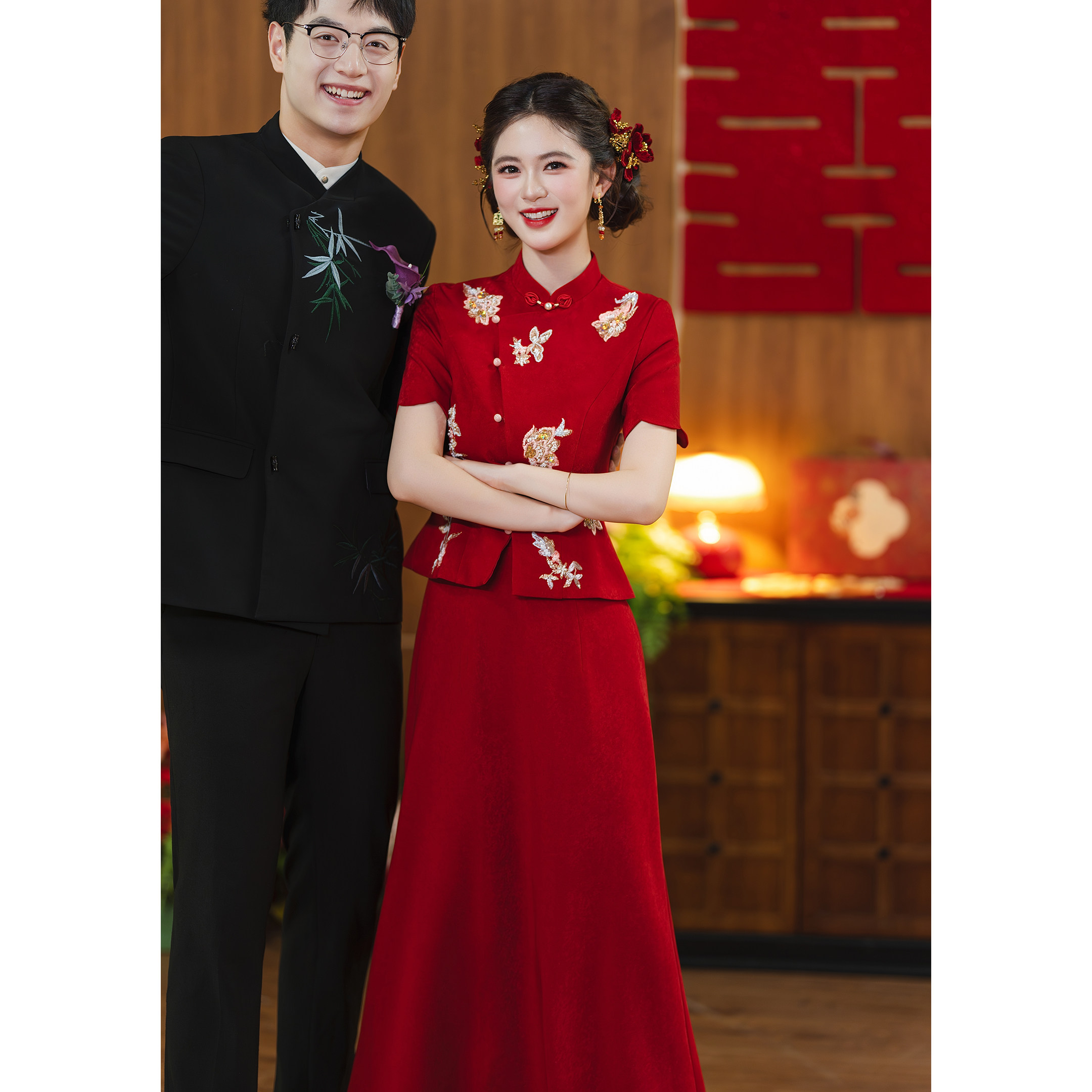 红色新中式套装结婚衣服敬酒服新娘旗袍订婚礼服裙女2026新款绝美