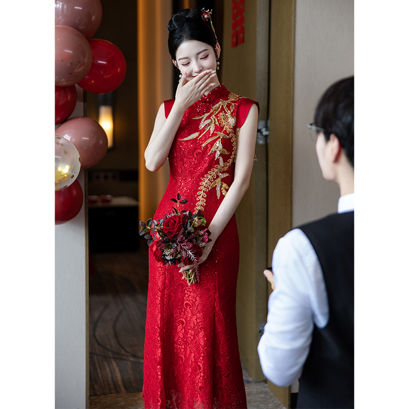 订婚晚礼服女高级感鱼尾