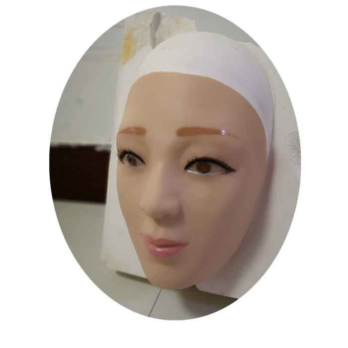 假人硅胶头套美女乳胶面具头套表演整蛊搞怪道具面具女直播带眼珠