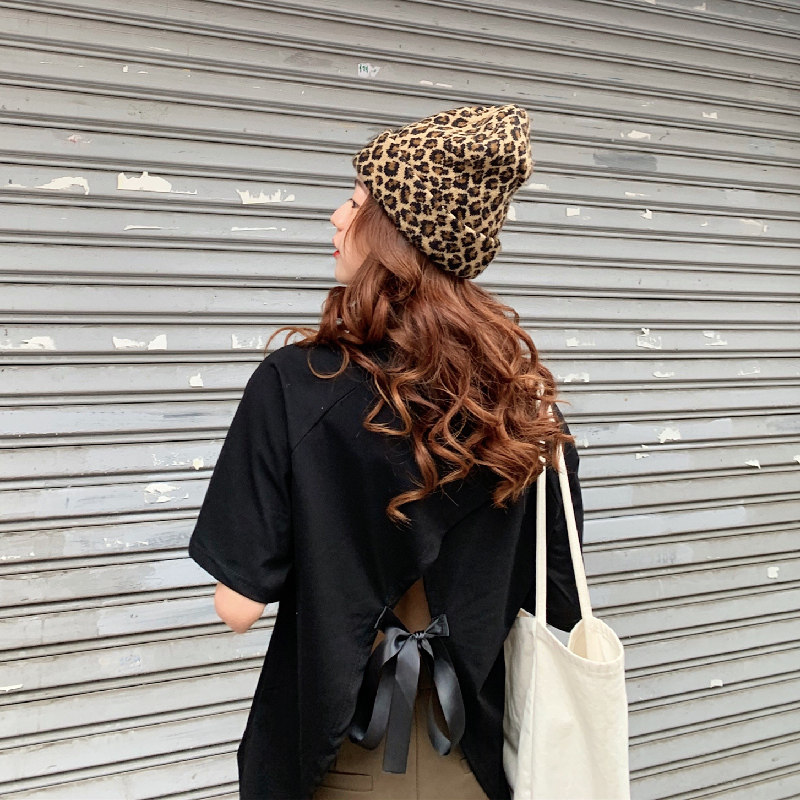 Real shot cotton summer loose t-shirt female minority short sleeve foreign style open back split minority