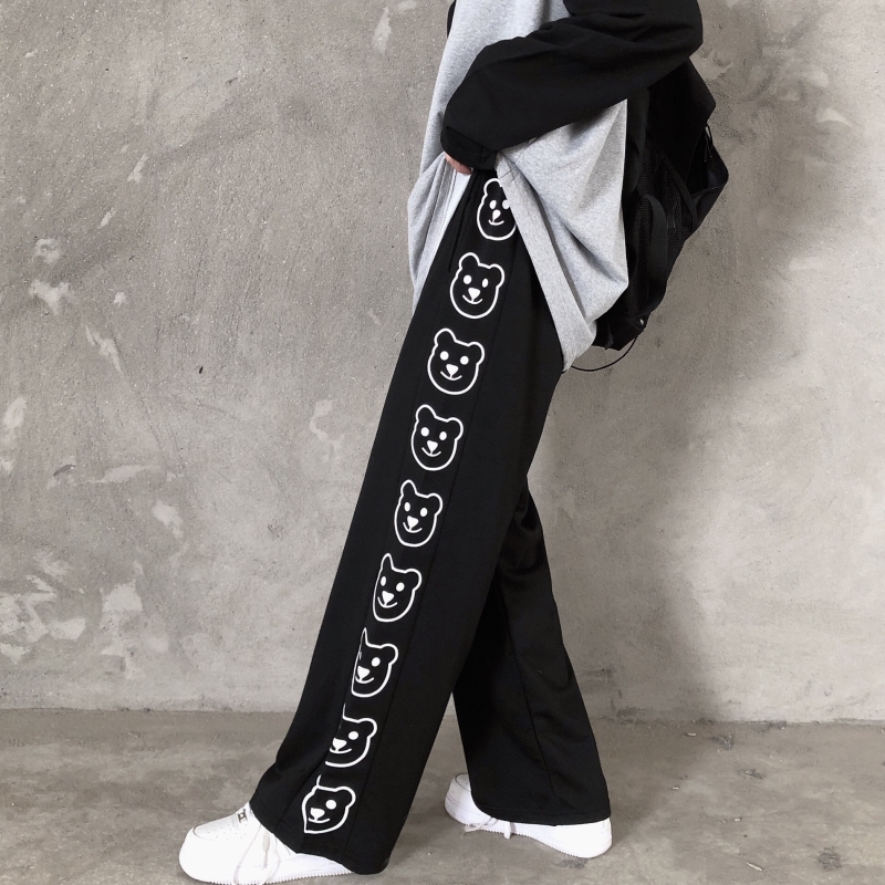 Real shot 2021 new spring and autumn sports pants, wide leg pants, Harem Pants, Harajuku style, dark casual pants, female