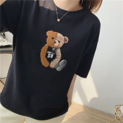 Cartoon print ground thick short sleeve T-shirt for women's early spring new loose top