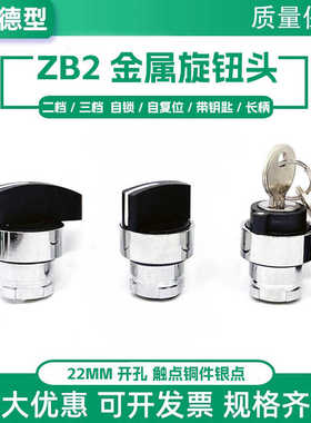 ZB2BD2C/3C两档自锁金属旋钮头三档带钥匙BG2C长柄自复位BJ5C XB2