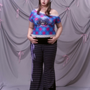 Steal the heart|大码原创拼接条纹喇叭裤