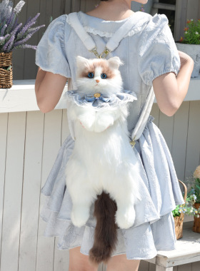 布偶猫咪背包仿真双肩包包玩偶公仔毛绒玩具生日礼物批发三花猫