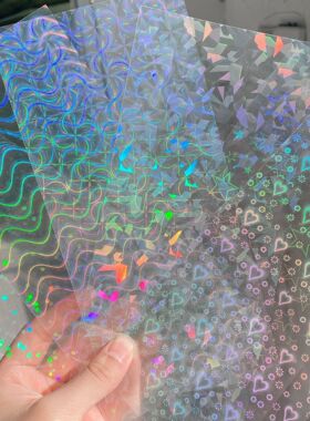 闪闪镭射膜贴纸 咕卡盘覆膜拍立得小卡相片影集追星diy透明冷表膜