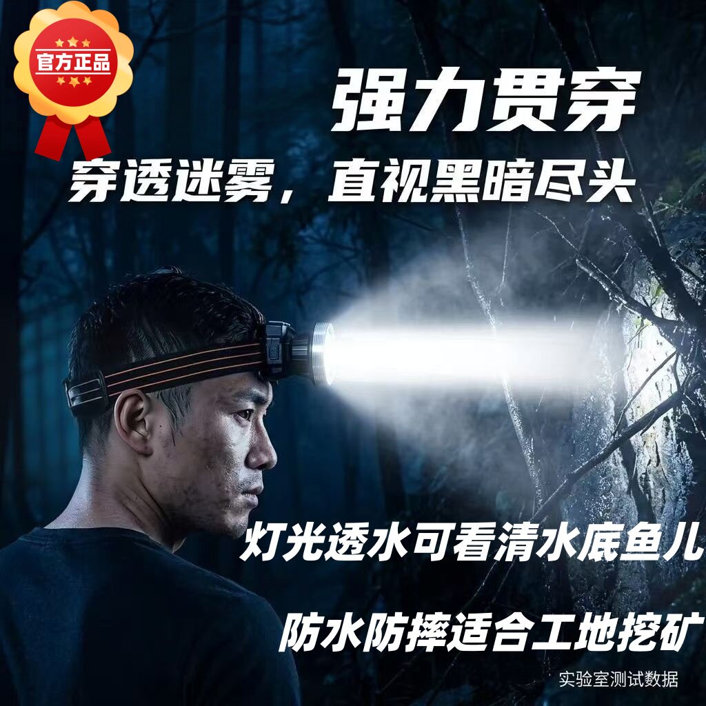 强光头灯可充电户外照明防水灯超亮手电筒超长续航夜钓鱼可充手机