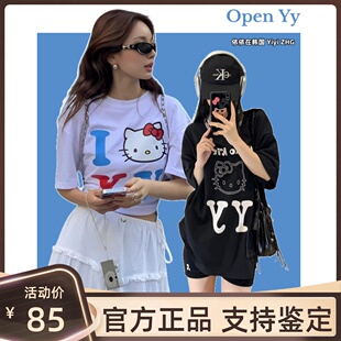 【官方正品】OPEN YY短袖女宽松kt猫联名款潮牌T恤男上衣夏季新款