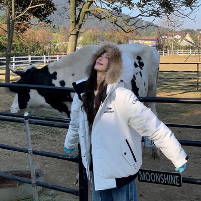 韩国潮牌新款白鸭绒羽绒服女鹅绒