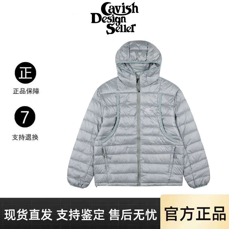 【官方正品】cavish排骨羽绒服女90灰鸭绒连帽保暖轻薄秋冬季外套