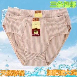 新品v力天然彩棉高腰男士三角内裤中老年宽松大码纯棉三角3条包邮