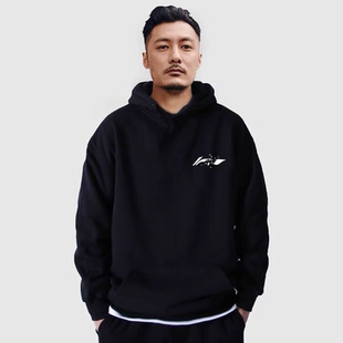 情侣外套男运动 套头宽松帽衫 余文乐加绒卫衣男连帽潮牌薄款 秋冬款