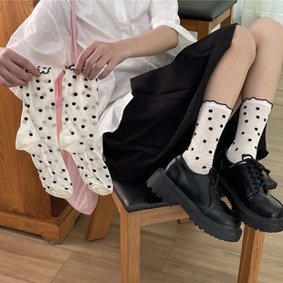 又软又rua 波点袜子女中筒网眼袜 袜子去哪里找‼️搭配洞洞拖鞋