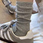 韩妹 韩系学妹新袜子 很纯正 灰色堆堆袜wawa好乖好学院