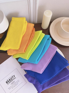 颜色超赞！自留~高级感薰衣草紫色！竖条纹中筒袜子，日常bi备