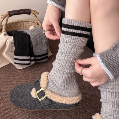 allgrey松弛感!秋冬堆堆袜!太!太!太百搭啦!好喜欢纯色系基础款