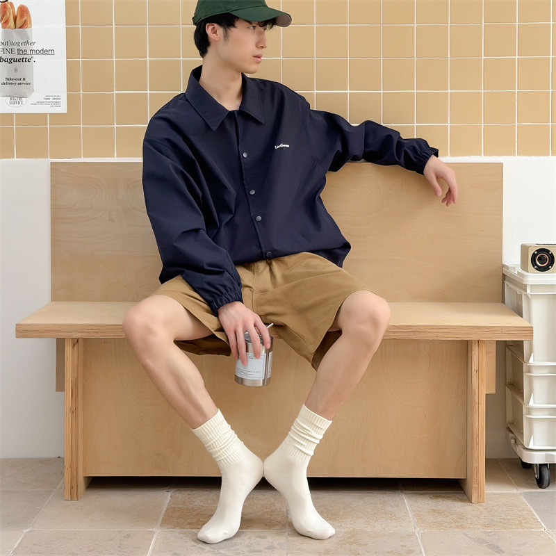 浅浅日系一下,有种日杂感,黑白简约堆堆袜！帅呆lo～男生运动长袜