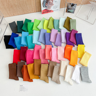 美拉德和多巴胺我都要 彩色袜子女糖果色绿色粉色橘色黑白中筒袜