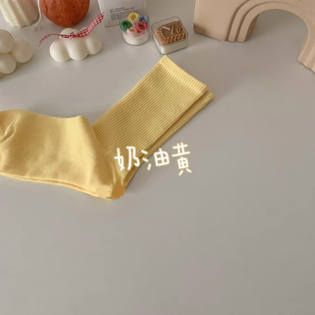 黄油奶糖! 韩系博主百搭单品！多巴胺女孩的黄色系袜子～亮黄奶黄图片
