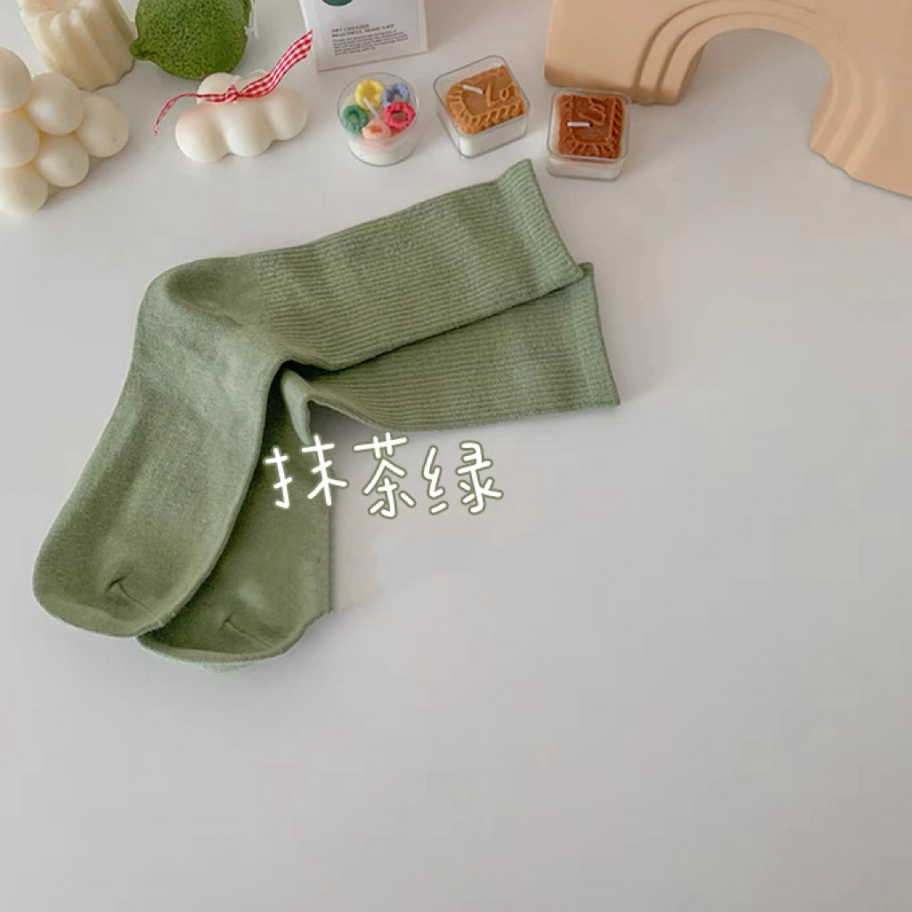 椰林气泡灰绿！小众配色！高级感气质百搭～抹茶绿军绿灰绿色袜子