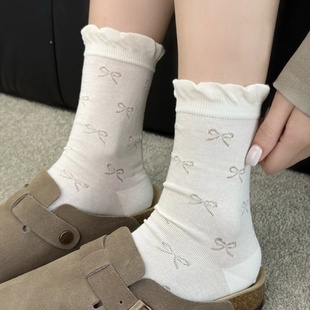 哎哟喂~温柔到我心坎的软妹蝴蝶结堆堆袜子爱住了~泡泡口好舒服~