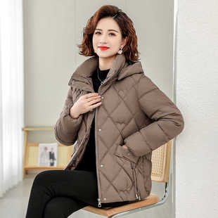 大码 洋气妈妈羽绒棉服女短款 显瘦棉衣轻薄保暖小棉袄外套 新款 冬季