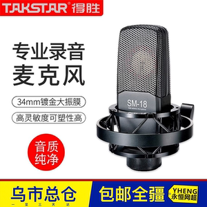 得胜SM-18麦克风直播设备全套声卡唱歌专用有声书录音家用k歌话筒