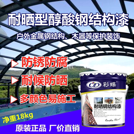 彩蝶耐晒醇酸钢结构漆户外栏杆防锈漆桥梁管道翻新金属漆油漆涂料