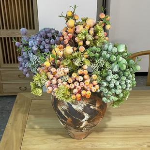 浆果带霜国风仿真花海棠蓝莓果实手札家居装饰花艺插花艺术油画风