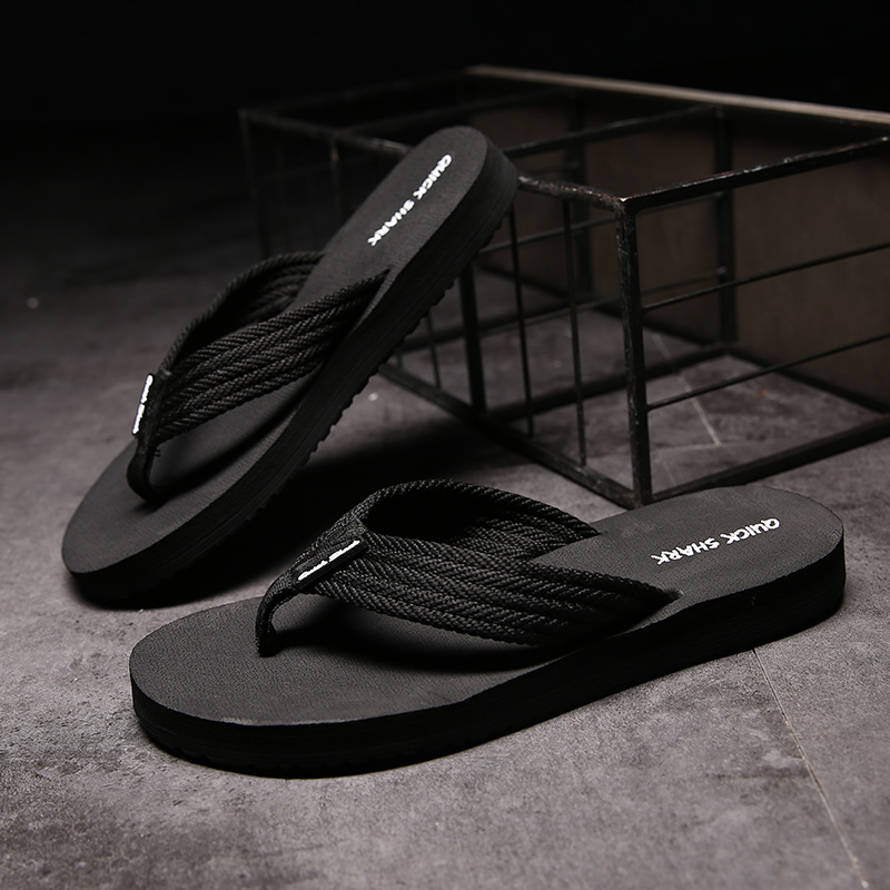 全黑大码拖鞋男46 47人字拖男士夏季防滑浴室凉拖鞋韩版潮流夹脚