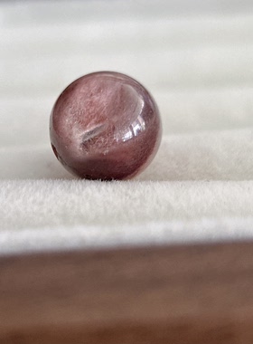 天然水晶·净体粉紫卷兔毛共生晶中晶｜9.6mm(已打孔)