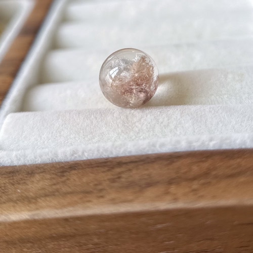天然水晶·净体蓝粉双色兔毛团水晶珠｜10.1mm