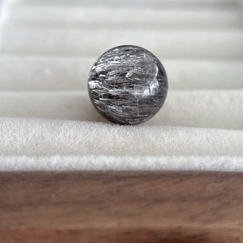 天然水晶·稀有半盆银发皮草发兔毛水晶珠｜11.0mm