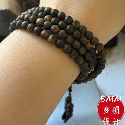 9分沉绿棋楠老料天然沉香手串女款手链木沉香念珠5MM138颗佛珠男