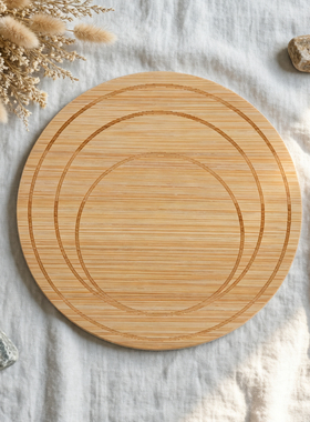 流动水晶盘 水元素 神圣几何摆件 小号 水晶阵底托 天然实木杯垫