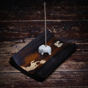 天然竹制禅意古拙个性熏香座竹香托茶室摆件把玩茶宠可定制内容