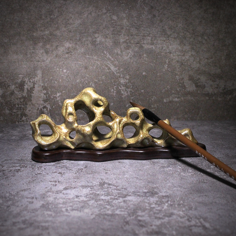 陶瓷手工仿古文房笔架摆件笔山