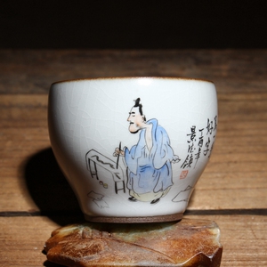 一诺轩茶具 景德镇 手工胎 陶制 汝釉 开片 手绘 品茗杯 茶杯
